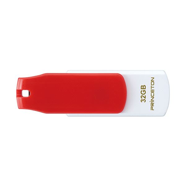 (まとめ）プリンストン USBフラッシュメモリーストラップ付き 32GB レッド/ホワイト PFU-T3KT/32GMGA 1個(×3セット) b04