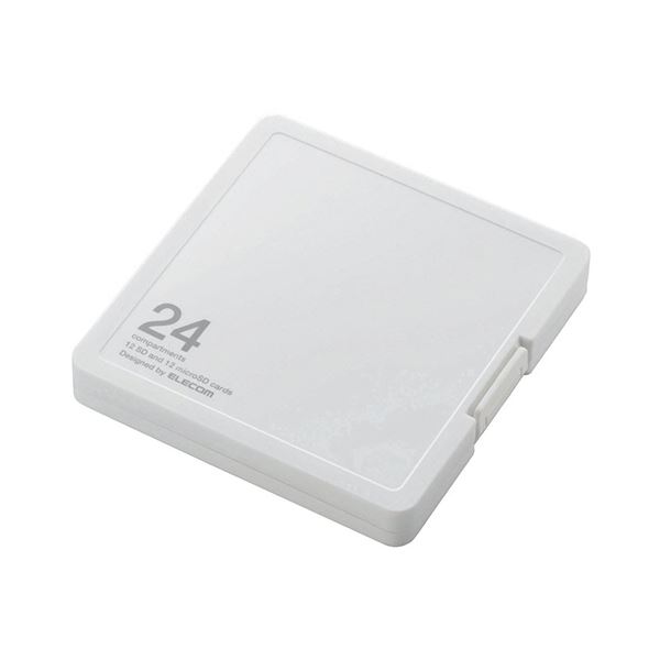 （まとめ） エレコムSD／microSD用メモリカードケース プラスチックタイプ ホワイト インデックス台紙付 CMC-SDCPP24WH1個 (×10セット)