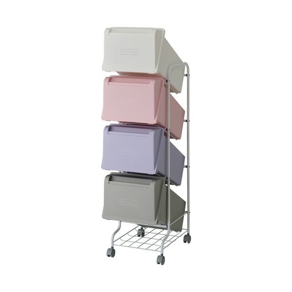【商品名】 リス 多段式ダストボックス Nコンテナスタイル5 CS5-80 4段 21L／段ミックス7（ホワイト・ピンク・ラベンダー・ミディアムグレー） GCON173 1台 【ジャンル・特徴】 多段