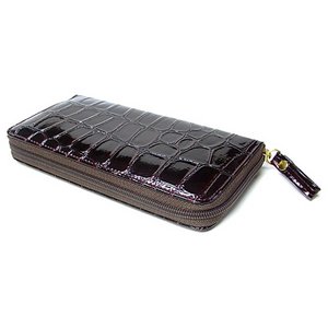 クロコダイル調ジップアップ長財布（ワイン）