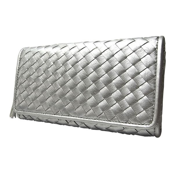 メッシュふた付長財布/シルバーf00