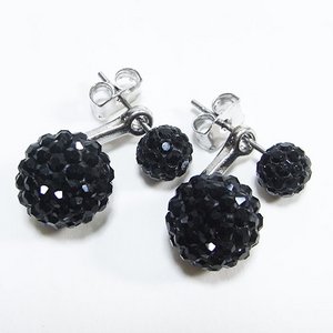 ツインジュエルボールピアス/ブラック