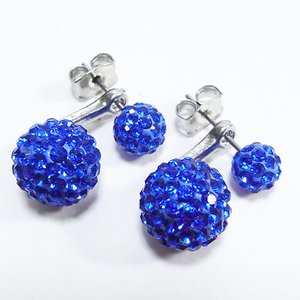ツインジュエルボールピアス/ブルー