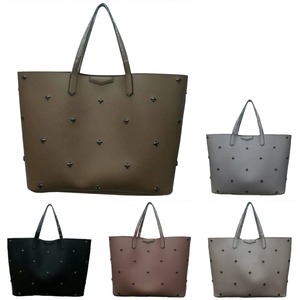 バイヤー即買い♪柔らか素材に上品スタッズ大容量トートバッグ/グレイ バイヤー即買い♪柔らか素材に上品スタッズ大容量トートバッグ/グレイ