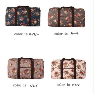 海に!山に!レジャーにも使えるローズ柄のボストンバッグ/グレイ 海に!山に!レジャーにも使えるローズ柄のボストンバッグ/グレイ