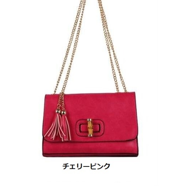 全7色カッチリフタ付♪バンブーバックルのショルダーバッグ/チェリーピンクf00