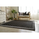 洗えるシェニールプリントラグ『バンダナボーダー』185×185cmブラック