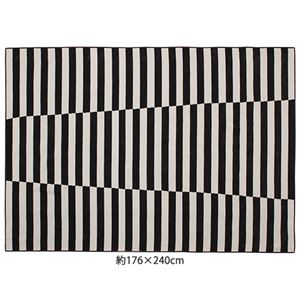 洗える綿入りストライプラグ 1: 約130×176cm ランダムブラック 洗える綿入りストライプラグ 1: 約130×176cm ランダムブラック
