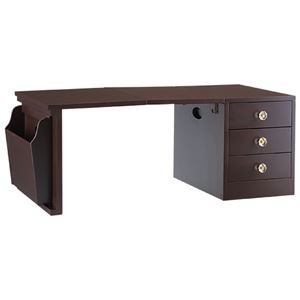 マガジンラック付折り畳みBOXデスク ダークブラウン