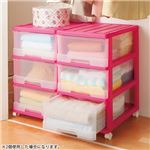 たっぷり収納チェスト3段 ピンククリア