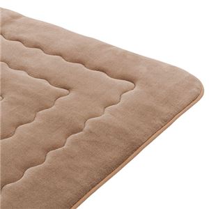 ホットカーペットが付いたふわモコキルトラグ ブラウン 3： 1cm厚 3畳サイズ - 拡大画像