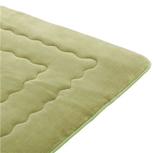 ホットカーペットが付いたふわモコキルトラグ グリーン 1： 1cm厚 1.5畳サイズ - 拡大画像