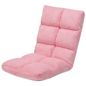 ハイバックもこもこ座椅子 14段階リクライニング コンパクトサイズ ピンク 商品画像
