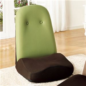 低反発座椅子/フロアチェア 【14段階リクライニング】 厚み14cm グリーン(緑) - 拡大画像