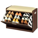 腰かけ付きシューズボックス/スツール 【Mサイズ】 幅63cm 座面張地：合成皮革 フラップ扉式
