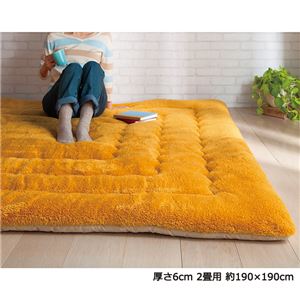 ふっかふかラグマット 単品 【厚さ3cm 2畳用 約190×190cm】 床暖可 ダークオレンジ - 拡大画像