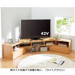 伸縮スイングテレビ台/テレビボード 【オープンタイプ 幅148cm/ライトブラウン】 レイアウト自由 コーナー置き可