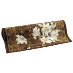 ユリ柄廊下敷き/ラグマット 【ブラウン/約95cm×440cm】 アクリル100％ 抗菌防臭機能付き 裏面：滑りにくい加工 日本製