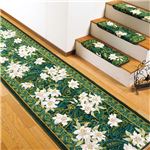 ユリ柄廊下敷き/ラグマット 【グリーン/約95cm×240cm】 アクリル100％ 抗菌防臭機能付き 裏面：滑りにくい加工 日本製