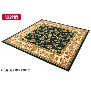 2柄3色から選べる！ウィルトン織カーペット/絨毯 【3畳/約160×230cm 更紗ネイビー】 ポリプロピレン製