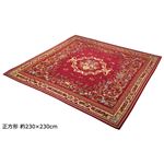 ブーケ柄ゴブラン織カーペット/絨毯 【1.5畳/約130×185cm エンジ】 ホットカーペットカバー・床暖房対応 すべりにくい加工