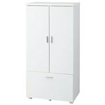 コンパクト食器棚/キッチン収納棚 【普通扉タイプ】 幅60cm 引き出し収納付き ホワイト(白)