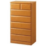 天然木多サイズチェスト/収納棚 【6段/幅60cm】 ライトブラウン 木製 鍵付き