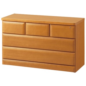 天然木多サイズチェスト/収納棚 【3段/幅100cm】 ライトブラウン 木製 鍵付き