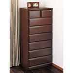 天然木多サイズチェスト/収納棚 【7段/幅60cm】 ダークブラウン 木製 鍵付き