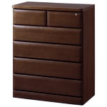 天然木多サイズチェスト/収納棚 【5段/幅75cm】 ダークブラウン 木製 鍵付き