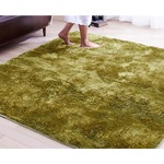 抗菌・防臭・ウォッシャブルさらふわシャギーラグマット 【長方形/約130×185cm】 モスグリーン 洗える すべりにくい加工