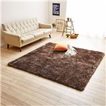 防音さらふわボリュームシャギーラグマット 【約130cm×185cm ブラウン】 ホットカーペット対応