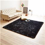 防音さらふわボリュームシャギーラグマット 【約185cm×290cm ブラック】 ホットカーペット対応