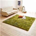 防音さらふわボリュームシャギーラグマット 【約90cm×120cm モスグリーン】 ホットカーペット対応
