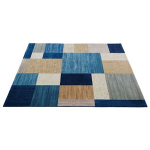 ベルギー製ウィルトンラグマット/絨毯 【長方形/約200×290cm ブルー】 ヒートセット加工 『スタイリッシュブロック』 商品画像