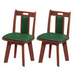 チェア同色2脚組 肘無回転 (フレーム)ブラウン×(座面)ダークグリーン