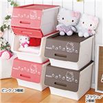 ハローキティフタ付収納ケース ブラウン 3個組