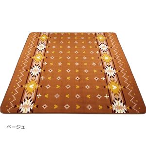 オシャレなミッキーデザインフランネルラグ（みつまるミッキー）（カーペット・絨毯） 【約185×240cm】 ベージュ