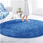 さらふわシャギーラグ/絨毯 【アッシュブルー 約120cm×120cm サークル型】 ホットカーペット オールシーズン対応 〔リビング〕