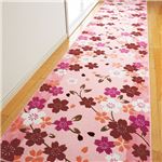 桜柄 廊下敷き/ラグマット 【約80cm×700cm ピンク】 長方形 日本製 洗える 抗菌 防臭 防滑加工 〔玄関 ベッドルーム キッチン〕
