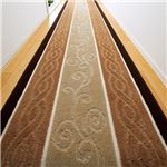 シンプル 廊下敷き/ラグマット 【約65cm×700cm ベージュ】 長方形 防滑加工 トルコ製生地 〔玄関 ベッドルーム 台所〕