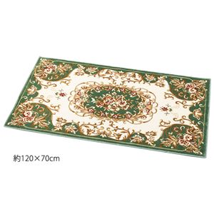 シルクタッチ 玄関マット/フロアマット 【約150cm×30cm グリーン】 長方形 〔エントランス 入口 廊下〕