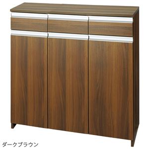 スタイリッシュ キッチンカウンター 【幅90cm ダークブラウン】 可動棚 コード穴付き 〔台所収納 ダイニング〕