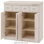 木製 キッチンカウンター 【ハイタイプ 4扉 ホワイトウォッシュ】 幅94cm タイル天板 コンセント 両サイドフック キャスター付