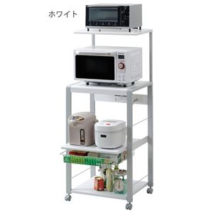 キッチン収納/家電収納 【ワイド ハイタイプ ホワイト】 幅56.5cm キャスター付き 〔台所収納 ダイニング〕