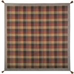 チェック柄 ラグマット/絨毯 【約130cm×185cm オレンジ】 長方形 ウール インド綿混 タッセル付き ホットカーペット 床暖房対応