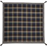 チェック柄 ラグマット/絨毯 【約130cm×185cm ブルー】 長方形 ウール インド綿混 タッセル付き ホットカーペット 床暖房対応