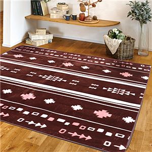 キリム柄 ラグマット/絨毯 【約200cm×240cm レッド】 長方形 ホットカーペット 床暖房対応 『オリジン』 〔リビング〕