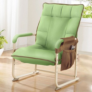 座り心地のよい高座椅子/リクライニングチェア 【グリーン】 肘付き 高さ調節可 商品画像