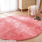 さらふわシャギーラグマット(ホットカーペット対応) 【サークル(円形)/約90×90cm】 ベビーピンク